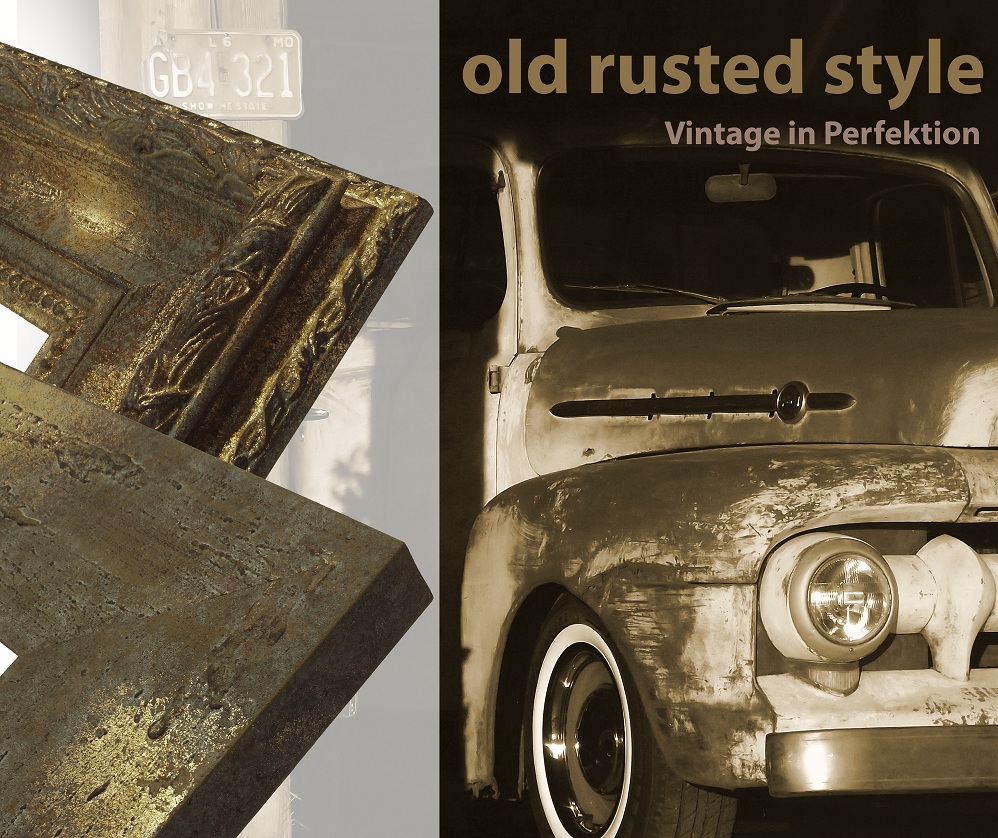 Bilderrahmen-vintage-rusty-vintage-frames-wandgestaltung-mit-Rostfarben-wandfarbe-rost-echt Rosteffekt Rahmen-old-vintage-mouldings-old-rusted-metal-style-Einrichtungstrend vintage-rusty-colour-design-Rostfarben