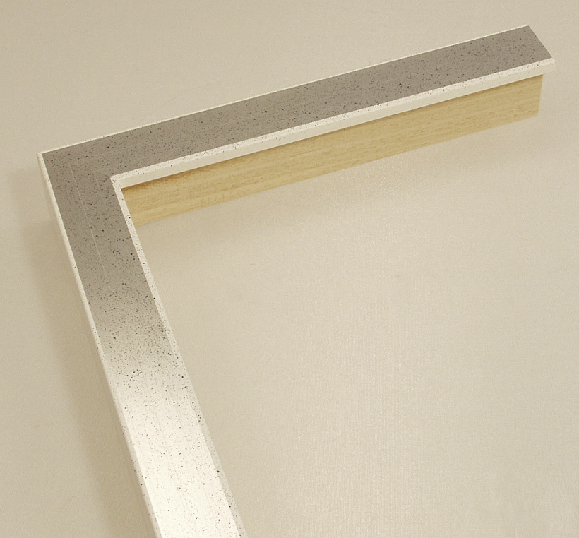 Bilderrahmen Modern eckig, hoher Falz weiß-silber Breite 25 mm